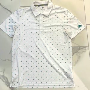 Adidas dri-fit golf polo white & teal acorn detail